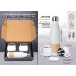 Set Of Bamboo Cola Vacuum Flask With 2 Stainless Steel Cups In Gift Box